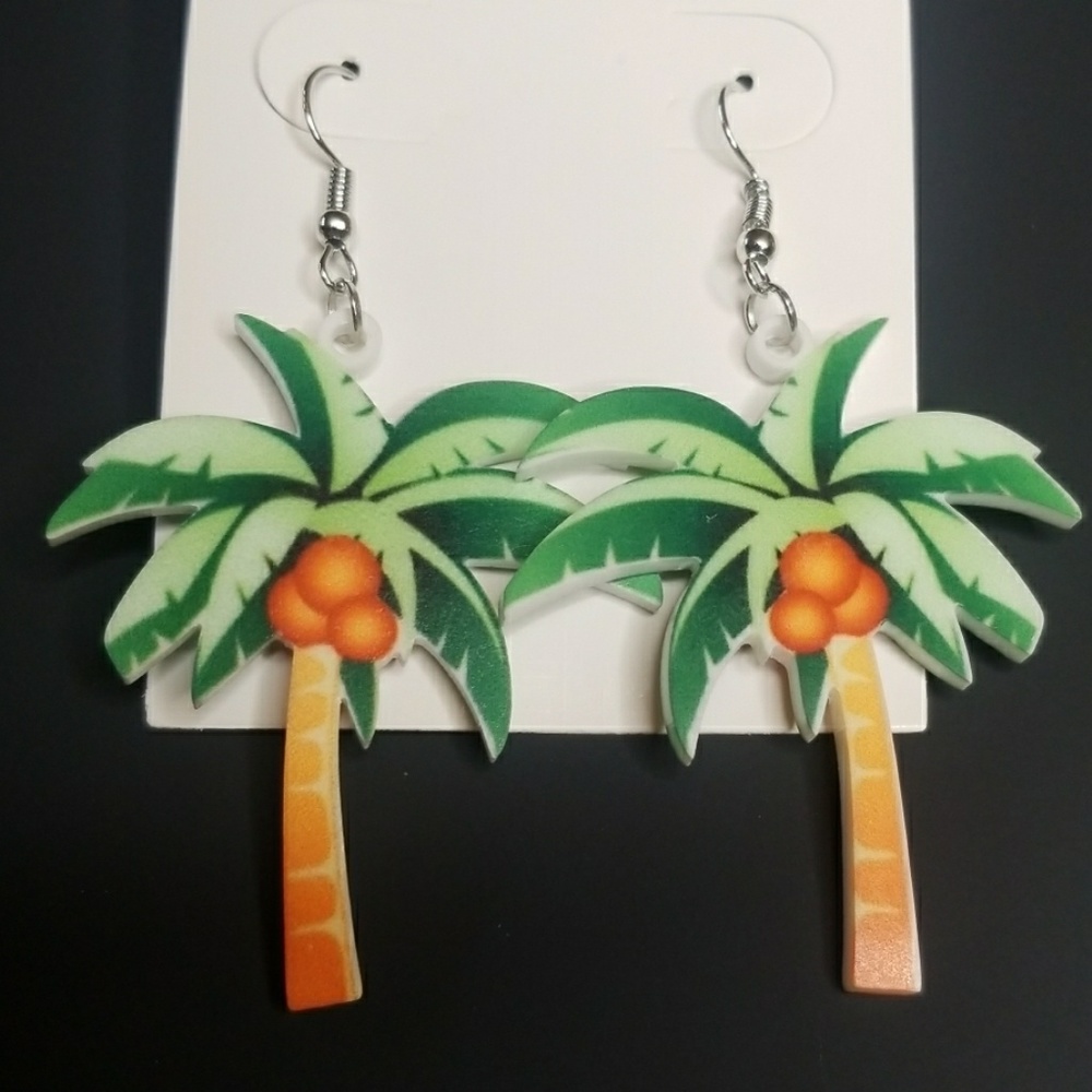 3 PACK Palm Palm Tree Earrings Lazer Printed - Picture 5 of 8